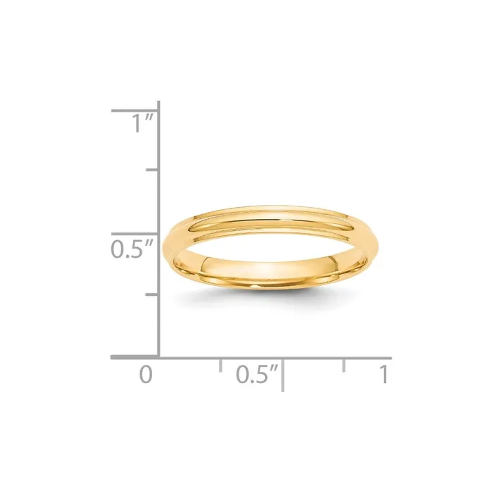 Goldia Rings Solid 14K Yellow Gold 3mm Half Round with Edge MensWomens Wedding Band Ring Size 125