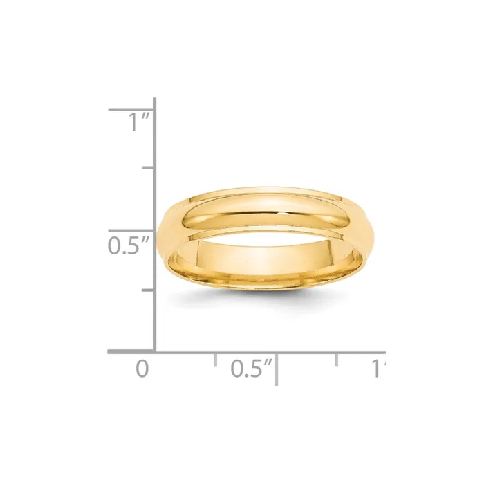 Goldia Rings Solid 14K Yellow Gold 5mm Half Round with Edge MensWomens Wedding Band Ring Size 115