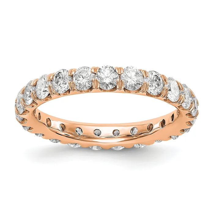 Goldia Rings Solid Real 14k Rose Gold Polished U Shared Prong 3ct CZ Eternity Wedding Band Ring Goldia Rings Solid Real 14k Rose Gold Polished U Shared Prong 3ct CZ Eternity Wedding Band Ring