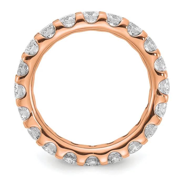 Goldia Rings Solid Real 14k Rose Gold Polished U Shared Prong 3ct CZ Eternity Wedding Band Ring