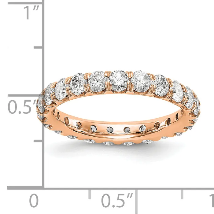 Goldia Rings Solid Real 14k Rose Gold Polished U Shared Prong 3ct CZ Eternity Wedding Band Ring