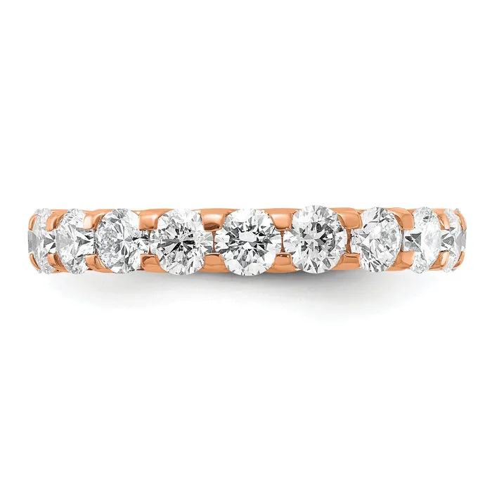 Goldia Rings Solid Real 14k Rose Gold Polished U Shared Prong 3ct CZ Eternity Wedding Band Ring
