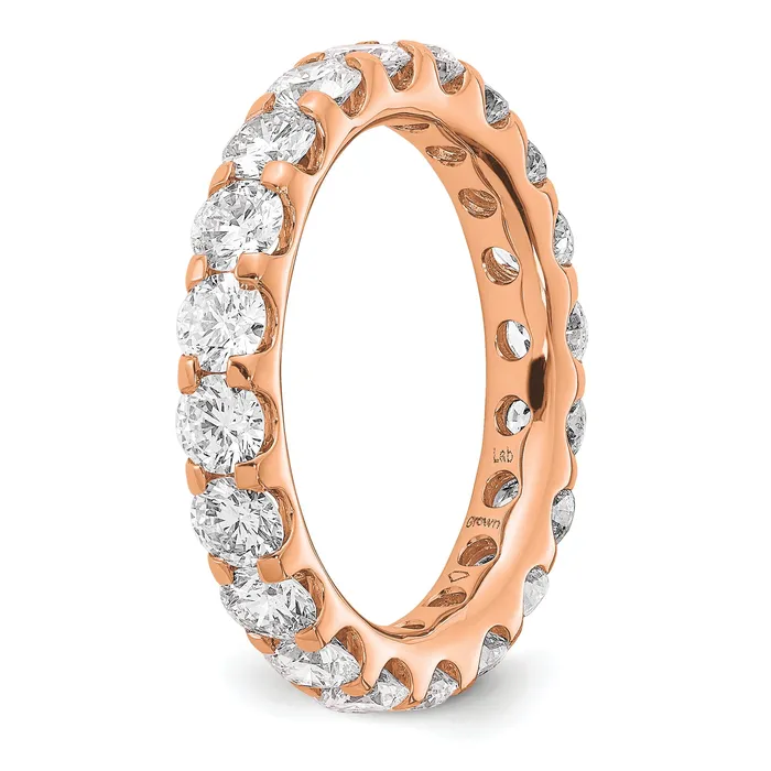 Goldia Rings Solid Real 14k Rose Gold Polished U Shared Prong 3ct CZ Eternity Wedding Band Ring