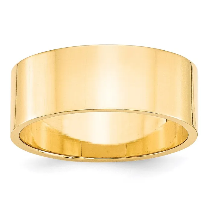 Goldia Solid 14K Yellow Gold 8mm Light Weight Flat MensWomens Wedding Band Ring Size 9 Rings