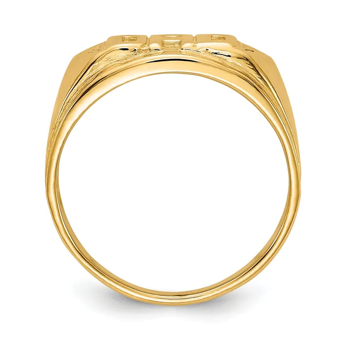 Goldia Solid 14k Yellow Gold AAA Simulated CZ mens Ring Rings