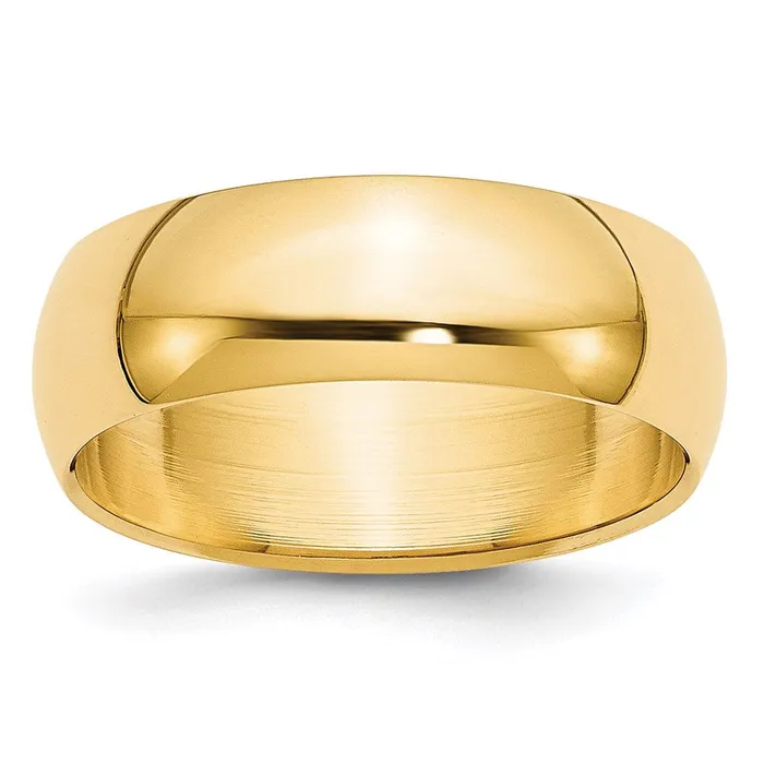 Goldia Solid 18K Yellow Gold 7mm HalfRound Wedding MensWomens Wedding Band Ring Size 55 Rings