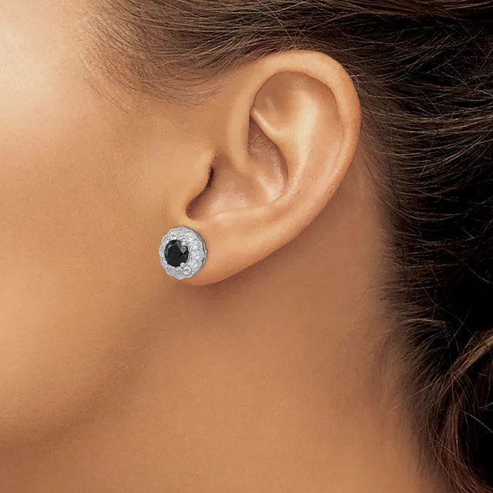Goldia Sterling Silver Rhodiumplated Black Sapphire u0026 White Topaz Post Earrings Earrings