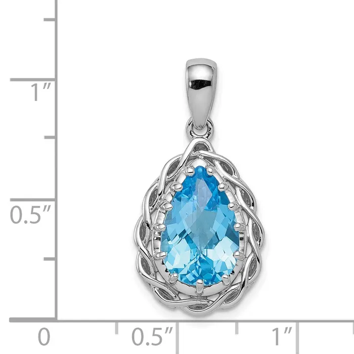 Goldia Sterling Silver Rhodiumplated Blue Topaz Pendant Necklaces