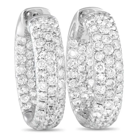 JMS always Earrings Original LB Exclusive 18K White Gold 415ct Diamond Pave Inside Out Hoop Earrings