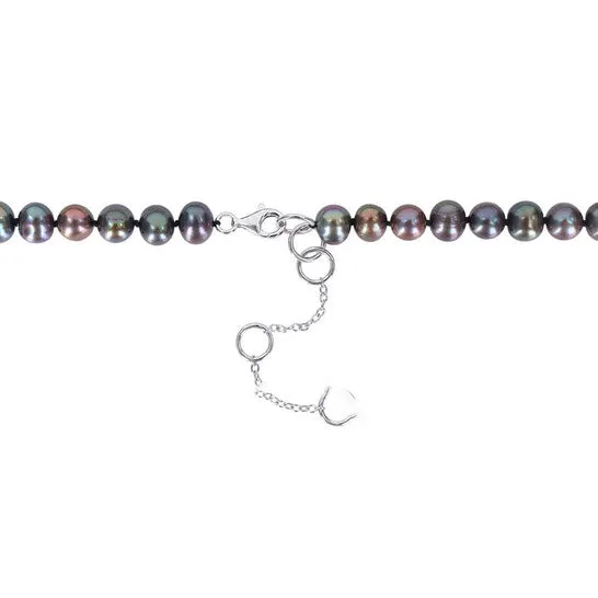 JMS always Necklaces Original Amour 775mm Cultured Freshwater Pearl and Black Diamond Accent Necklace with Large Lobster Clasp in Yellow Black Plated Sterling Silver JMS always Necklaces Original Amour 775mm Cultured Freshwater Pearl and Black Diamond Accent Necklace with Large Lobster Clasp in Yellow Black Plated Sterling Silver