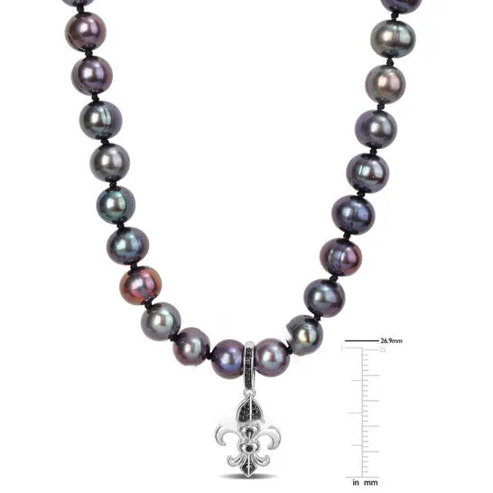 JMS always Necklaces Original Amour 775mm Cultured Freshwater Pearl and Black Diamond Accent Necklace with Large Lobster Clasp in Yellow Black Plated Sterling Silver JMS always Necklaces Original Amour 775mm Cultured Freshwater Pearl and Black Diamond Accent Necklace with Large Lobster Clasp in Yellow Black Plated Sterling Silver