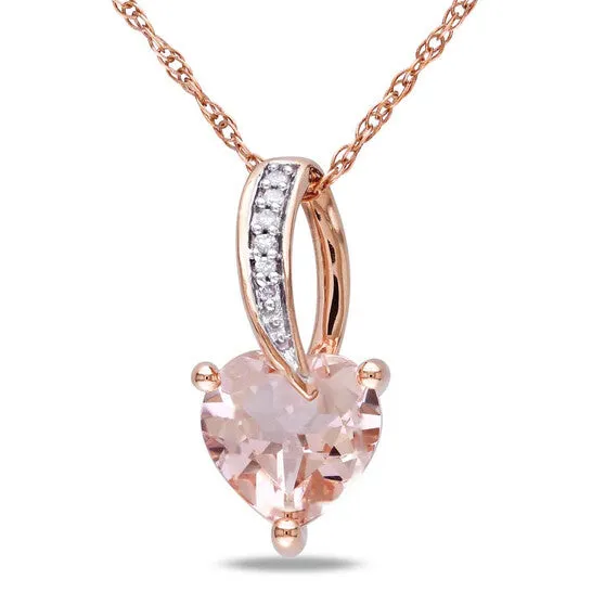 JMS always Necklaces Original AMOUR Heartcut Morganite and Diamond Accent Drop Necklace In 10K Rose Gold JMS always Necklaces Original AMOUR Heartcut Morganite and Diamond Accent Drop Necklace In 10K Rose Gold