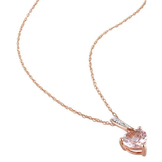 JMS always Necklaces Original AMOUR Heartcut Morganite and Diamond Accent Drop Necklace In 10K Rose Gold JMS always Necklaces Original AMOUR Heartcut Morganite and Diamond Accent Drop Necklace In 10K Rose Gold