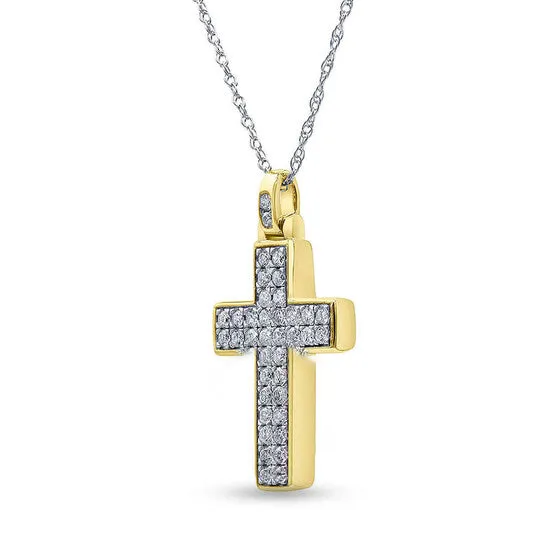 JMS always Necklaces Original Brilliant Diamond 34 ct Lab Grown Diamond Cross Necklace Yellow Gold Flashed Sterling Silver JMS always Necklaces Original Brilliant Diamond 34 ct Lab Grown Diamond Cross Necklace Yellow Gold Flashed Sterling Silver