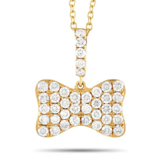 JMS always Necklaces Original LB Exclusive 18K Yellow Gold 080 ct Pave Diamond Bow Pendant Necklace JMS always Necklaces Original LB Exclusive 18K Yellow Gold 080 ct Pave Diamond Bow Pendant Necklace