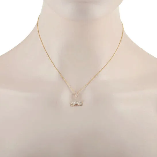 JMS always Necklaces Original LB Exclusive 18K Yellow Gold 080 ct Pave Diamond Bow Pendant Necklace JMS always Necklaces Original LB Exclusive 18K Yellow Gold 080 ct Pave Diamond Bow Pendant Necklace