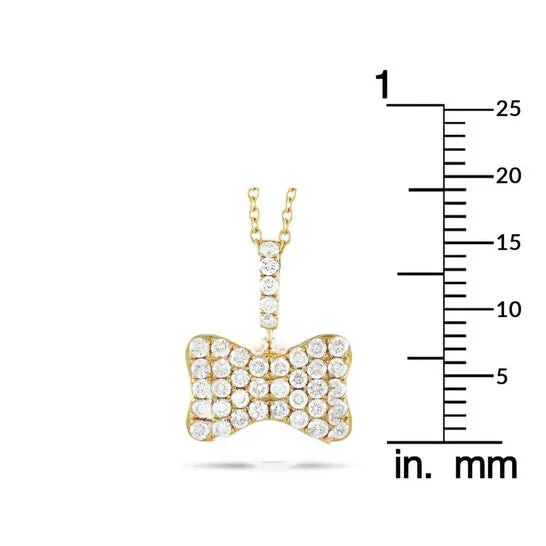 JMS always Necklaces Original LB Exclusive 18K Yellow Gold 080 ct Pave Diamond Bow Pendant Necklace JMS always Necklaces Original LB Exclusive 18K Yellow Gold 080 ct Pave Diamond Bow Pendant Necklace