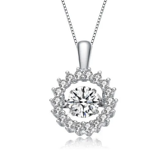 JMS always Necklaces Original Megan Walford Sterling Silver Round Cubic Zirconia Wreath Pendant Necklace JMS always Necklaces Original Megan Walford Sterling Silver Round Cubic Zirconia Wreath Pendant Necklace