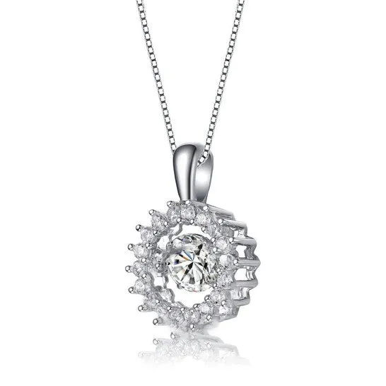 JMS always Necklaces Original Megan Walford Sterling Silver Round Cubic Zirconia Wreath Pendant Necklace JMS always Necklaces Original Megan Walford Sterling Silver Round Cubic Zirconia Wreath Pendant Necklace