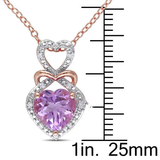JMS always Original AMOUR Diamond and Rose De France Triple Heart Halo Pendant with Chain In 2Tone Rose and White Sterling Silver Necklaces JMS always Original AMOUR Diamond and Rose De France Triple Heart Halo Pendant with Chain In 2Tone Rose and White Sterling Silver Necklaces