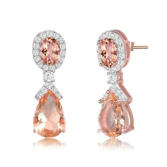 JMS always Original Megan Walford Rose Over Sterling Silver Cubic Zirconia Drop Earrings Earrings