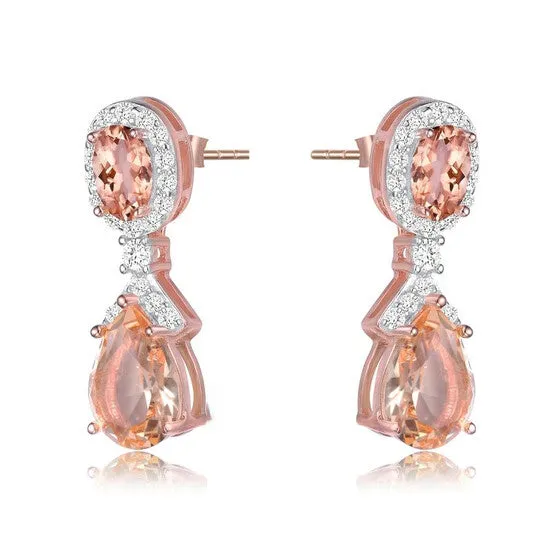 JMS always Original Megan Walford Rose Over Sterling Silver Cubic Zirconia Drop Earrings Earrings