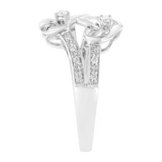 JMS always Rings Original Haus of Brilliance 14K White Gold 110 ctw Diamond Twin Heart Ring
