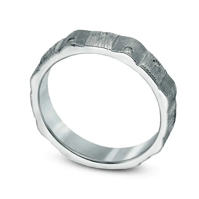 Natural Diamond Accent Weave Band in Solid 10K White Gold Goldia Rings Natural Diamond Accent Weave Band in Solid 10K White Gold Goldia Rings