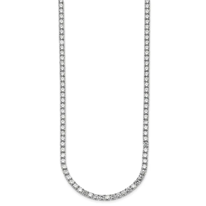 Necklaces 14k White Gold 23 38 Ct Lab Grown Diamond VSSI G Round 18 inch Straight Tennis Necklace Goldia