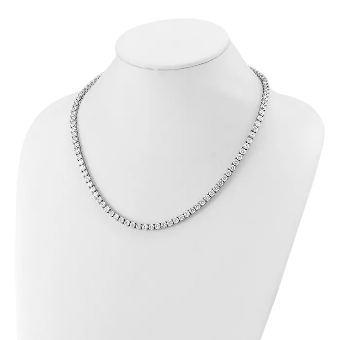 Necklaces 14k White Gold 23 38 Ct Lab Grown Diamond VSSI G Round 18 inch Straight Tennis Necklace Goldia