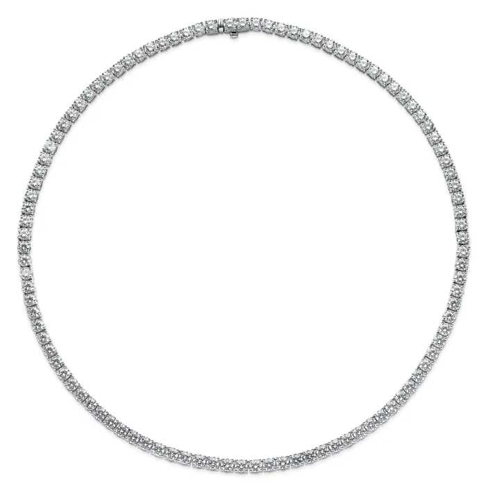 Necklaces 14k White Gold 23 38 Ct Lab Grown Diamond VSSI G Round 18 inch Straight Tennis Necklace Goldia