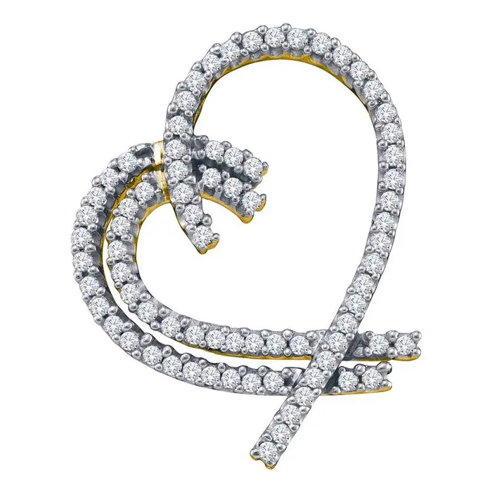 Necklaces gndatlanta 14k Yellow Gold Round Diamond Heart Outline Pendant 34 Cttw