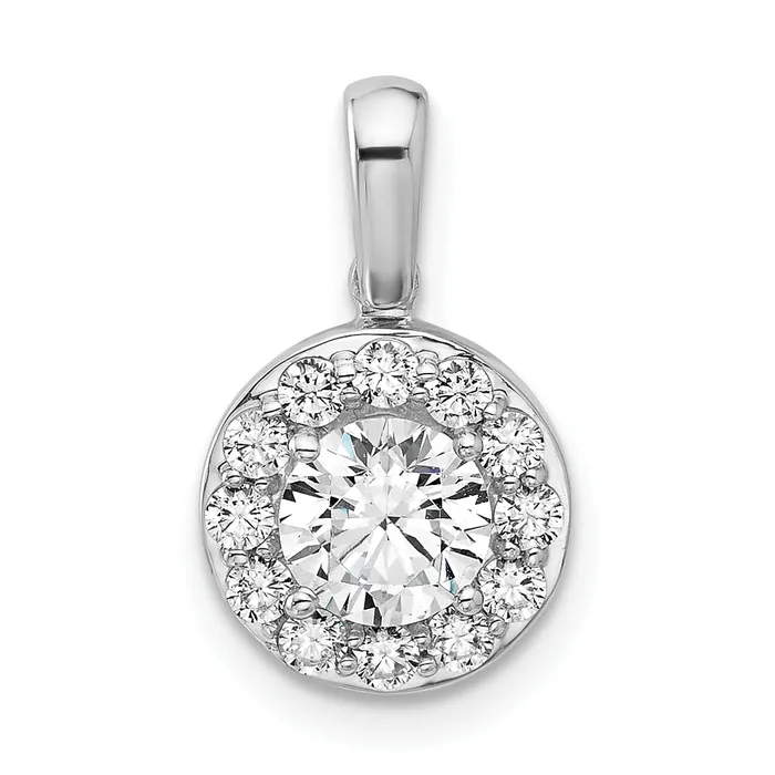 Necklaces Goldia 14k White Gold 1 Ct Lab Grown Diamond VSSI G Round Halo Pendant Necklaces Goldia 14k White Gold 1 Ct Lab Grown Diamond VSSI G Round Halo Pendant