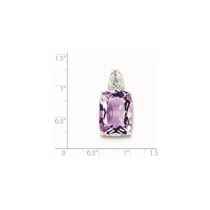 Necklaces Goldia Sterling Silver Amethyst and Diamond Pendant