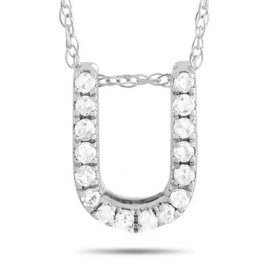 Necklaces JMS always Original LB Exclusive 14K White Gold 010 ct Diamond Initial x2018 U x2019 Necklace Necklaces JMS always Original LB Exclusive 14K White Gold 010 ct Diamond Initial x2018 U x2019 Necklace