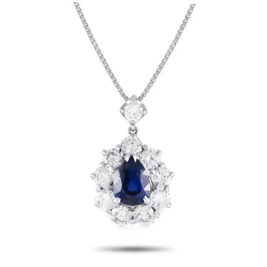 Necklaces JMS always Original PreOwned LB Exclusive Platinum 151ct Diamond and Royal Blue Sapphire Necklace MF12 032024