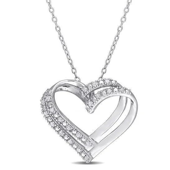 Necklaces Original AMOUR 15 CT TW Diamond Heart Pendant with Chain In Sterling Silver JMS always Necklaces Original AMOUR 15 CT TW Diamond Heart Pendant with Chain In Sterling Silver JMS always