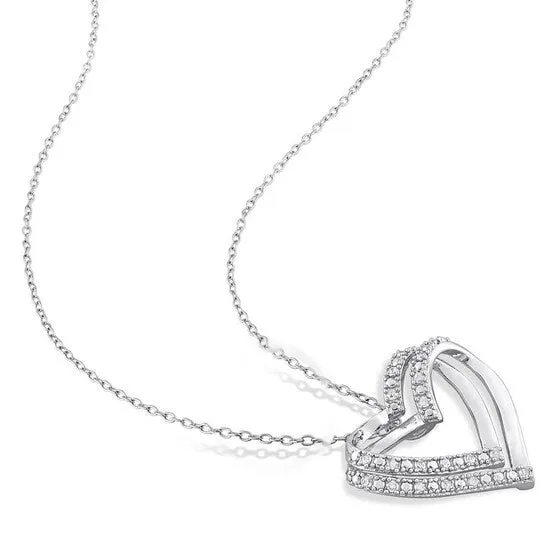 Necklaces Original AMOUR 15 CT TW Diamond Heart Pendant with Chain In Sterling Silver JMS always Necklaces Original AMOUR 15 CT TW Diamond Heart Pendant with Chain In Sterling Silver JMS always