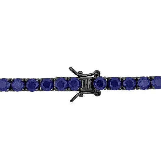 Original Amour 17 12 CT TGW Created Blue Sapphire Mens Tennis Bracelet in Black Rhodium Plated Sterling Silver 9length JMS always Bracelets