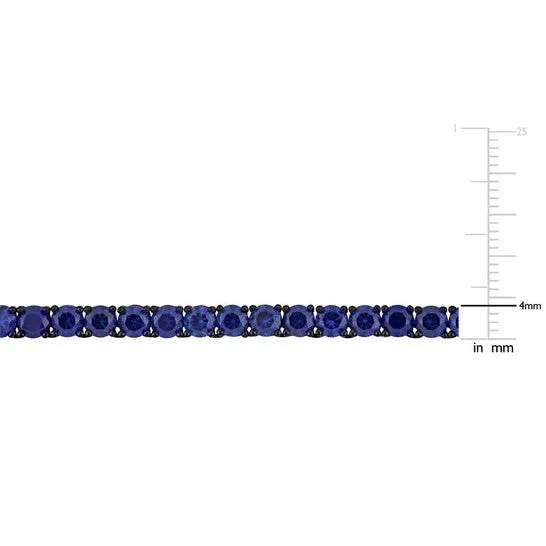 Original Amour 17 12 CT TGW Created Blue Sapphire Mens Tennis Bracelet in Black Rhodium Plated Sterling Silver 9length JMS always Bracelets