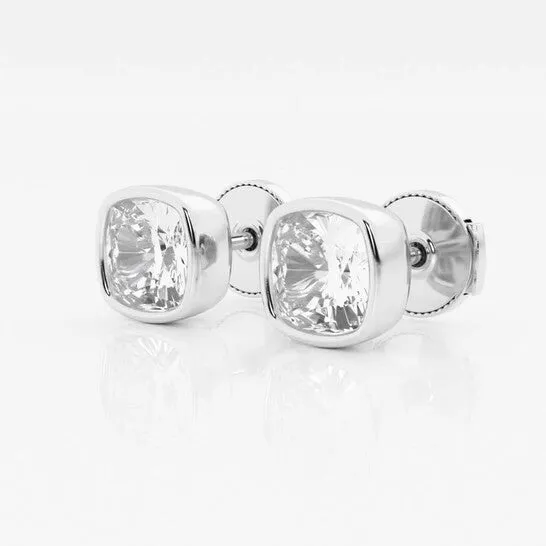 Original Brilliant Diamond 14KT White Gold 3 cttw CushionCut Lab Grown Diamond Bezel Set Solitaire Stud Earrings for Women FGVSSI JMS always Earrings Original Brilliant Diamond 14KT White Gold 3 cttw CushionCut Lab Grown Diamond Bezel Set Solitaire Stud Earrings for Women FGVSSI JMS always Earrings
