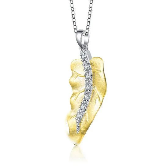 Original Megan Walford Gold Over Sterling Silver Round Cubic Zirconia Leaf Pendant Necklace JMS always Necklaces Original Megan Walford Gold Over Sterling Silver Round Cubic Zirconia Leaf Pendant Necklace JMS always Necklaces