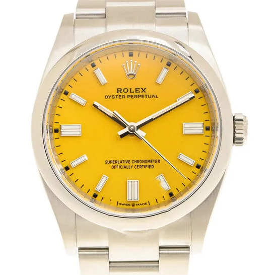 Original Rolex Oyster Perpetual 36 Automatic Chronometer Yellow Dial Watch 126000YLSO JMS always Watches
