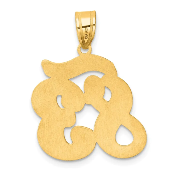 PreStyled Sets Goldia 14k Yellow Gold Brushed Border Script Number 83 Pendant