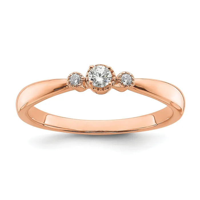 Rings 010ct CZ Solid Real 14k Rose Polish Petite Beaded Edge Round Complete Dia Ring Goldia Rings 010ct CZ Solid Real 14k Rose Polish Petite Beaded Edge Round Complete Dia Ring Goldia