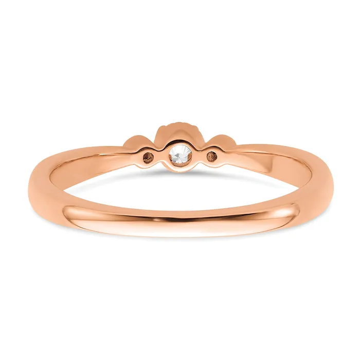 Rings 010ct CZ Solid Real 14k Rose Polish Petite Beaded Edge Round Complete Dia Ring Goldia