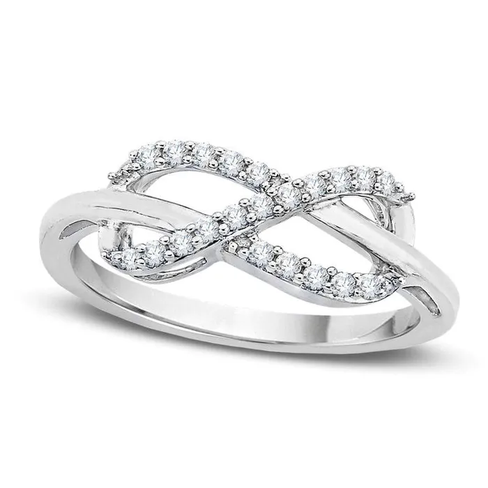 Rings 017 CT TW Natural Diamond Sideways Infinity Ring in Solid 10K White Gold Goldia Rings 017 CT TW Natural Diamond Sideways Infinity Ring in Solid 10K White Gold Goldia