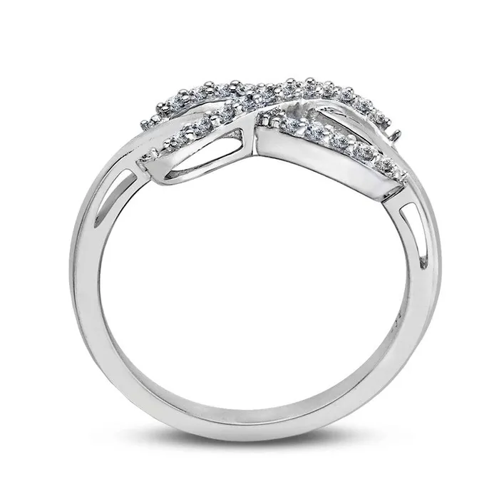 Rings 017 CT TW Natural Diamond Sideways Infinity Ring in Solid 10K White Gold Goldia Rings 017 CT TW Natural Diamond Sideways Infinity Ring in Solid 10K White Gold Goldia