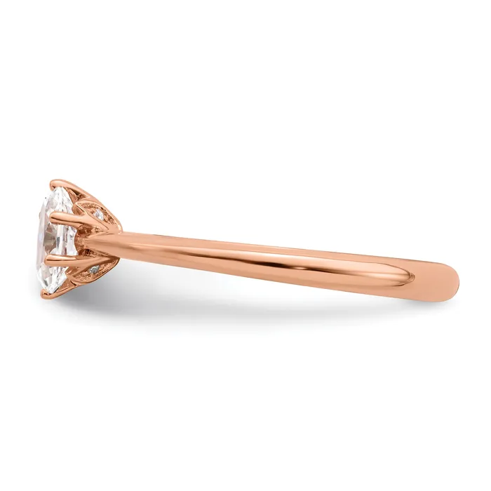 Rings 050ct CZ Solid Real 14k Rose Polish 12ct Oval Leaf Design Dia Ring Goldia