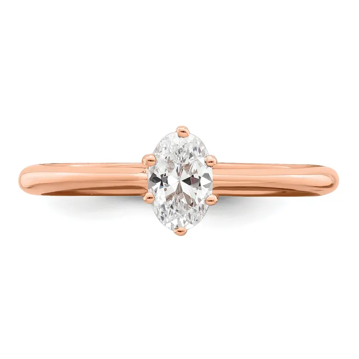 Rings 050ct CZ Solid Real 14k Rose Polish 12ct Oval Leaf Design Dia Ring Goldia